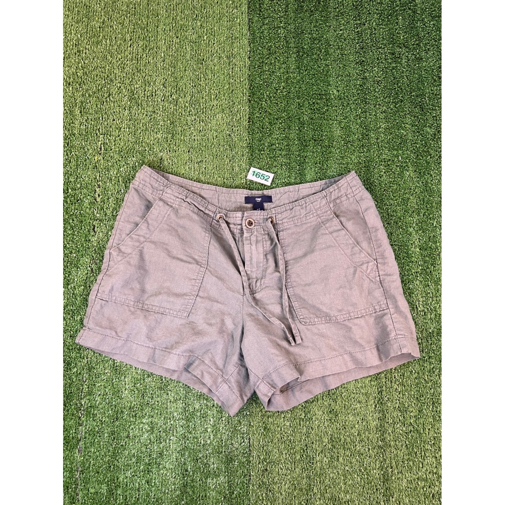 Gap Womens Linen Cotton Blend Utility Shorts Olive Green Gray Size 4 Drawstring